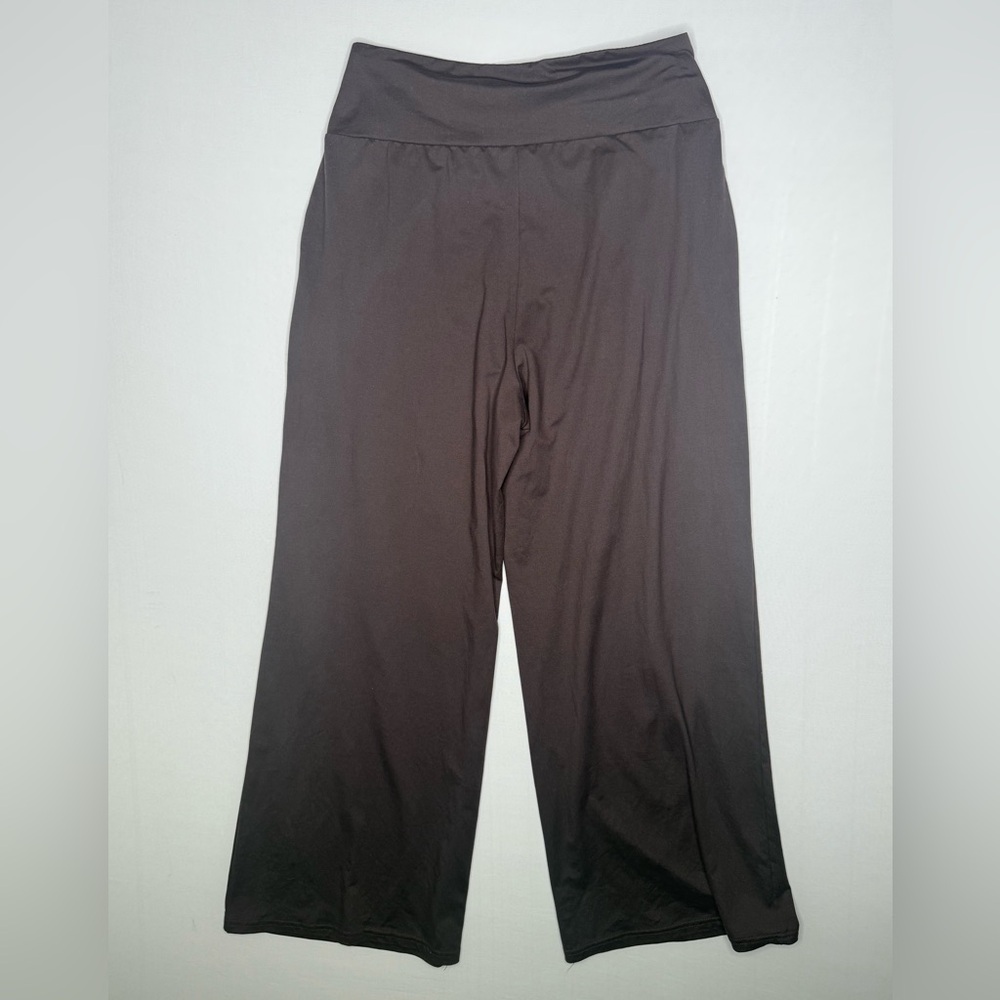 Women's Wide-Leg Yoga Pants chocolate brown w pockets doubles as office slacks